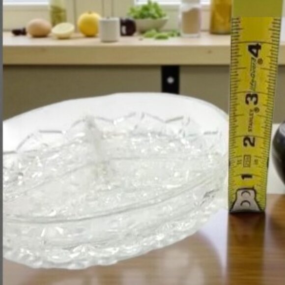 Vintage Daisy & Button Three Part Divided Relish Candy Nut Dish Glass - Picture 7 of 7